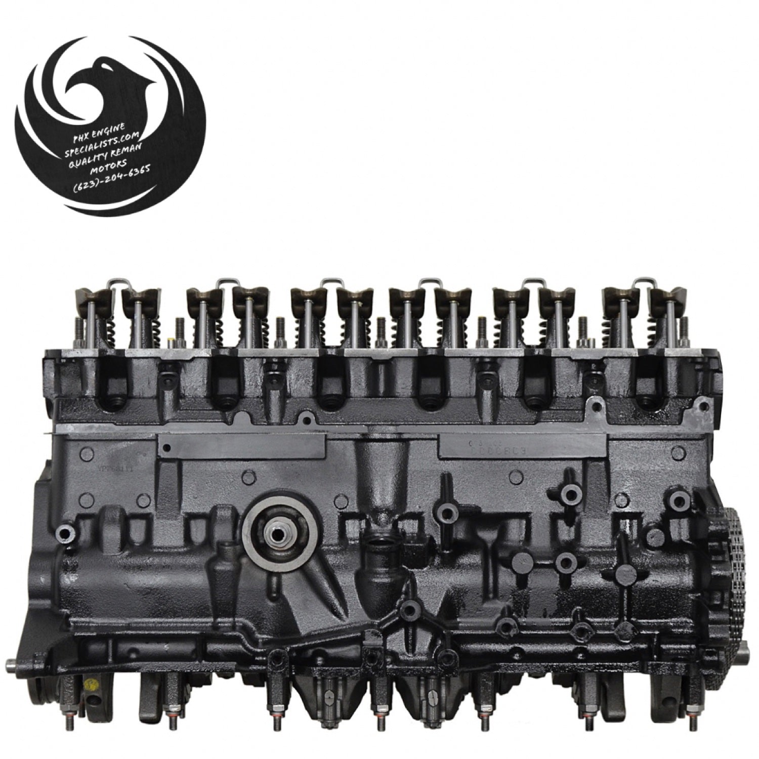 Jeep 4.6L stroker inline-6 remanufactured engine - intake side view - Phoenix Engine Specialists