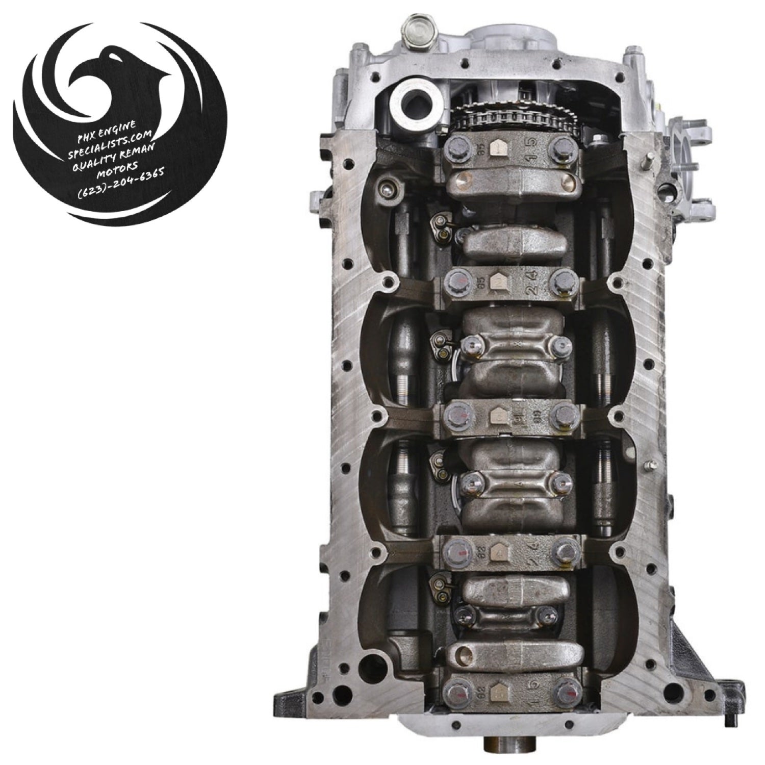 Toyota 2.7L 2TR-FE dual VVT-i remanufactured engine, bottom view of the crankshaft