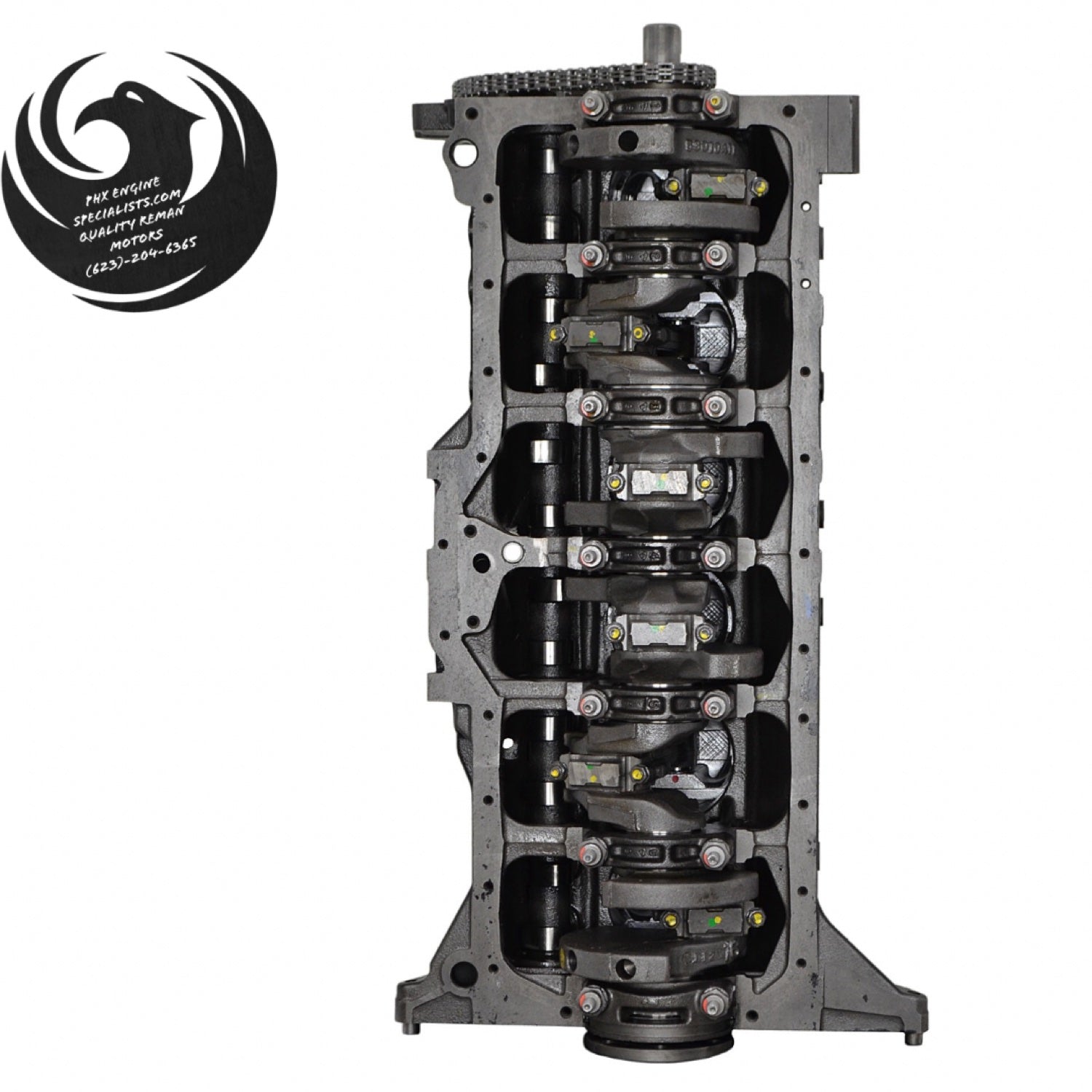 Jeep 4.0L inline-6 remanufactured engine - bottom view - Phoenix Engine Specialists