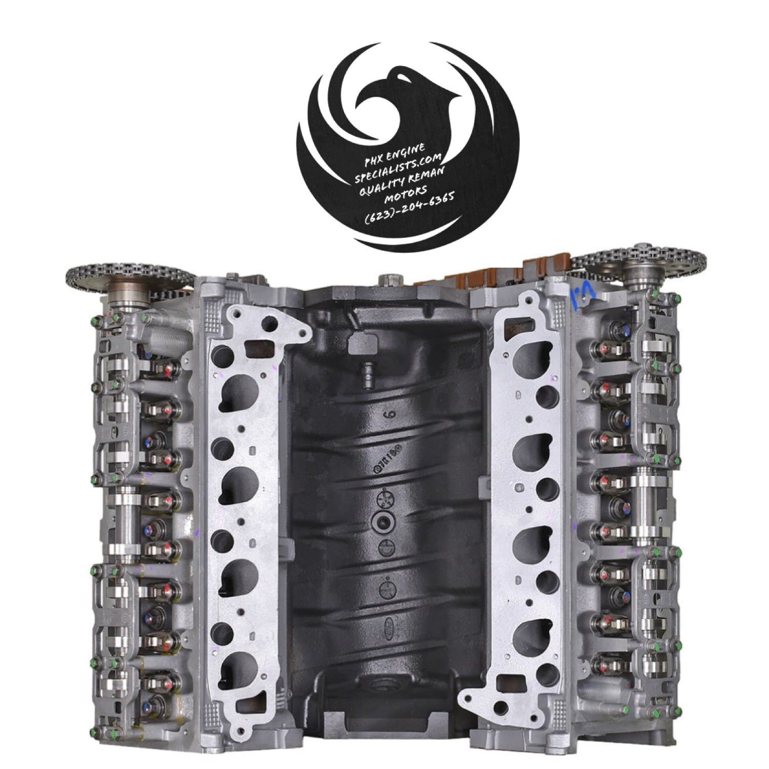 Ford 4.6L 2-valve Romeo remanufactured long block – top view of lifter valley