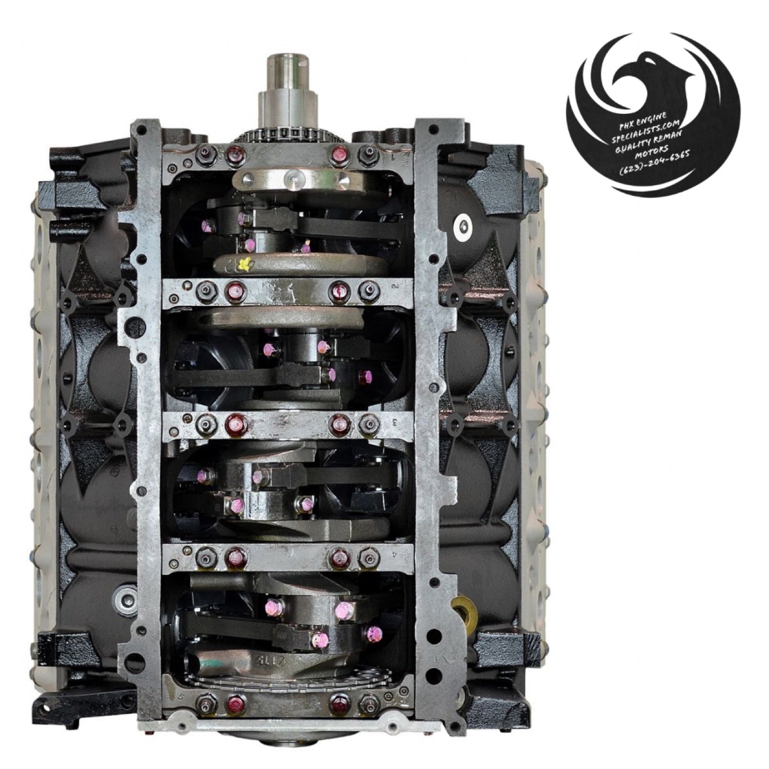 Remanufactured GM 4.8L Vortec V8 non-VVT (LR4/LY2) engine - bottom view (crankshaft)