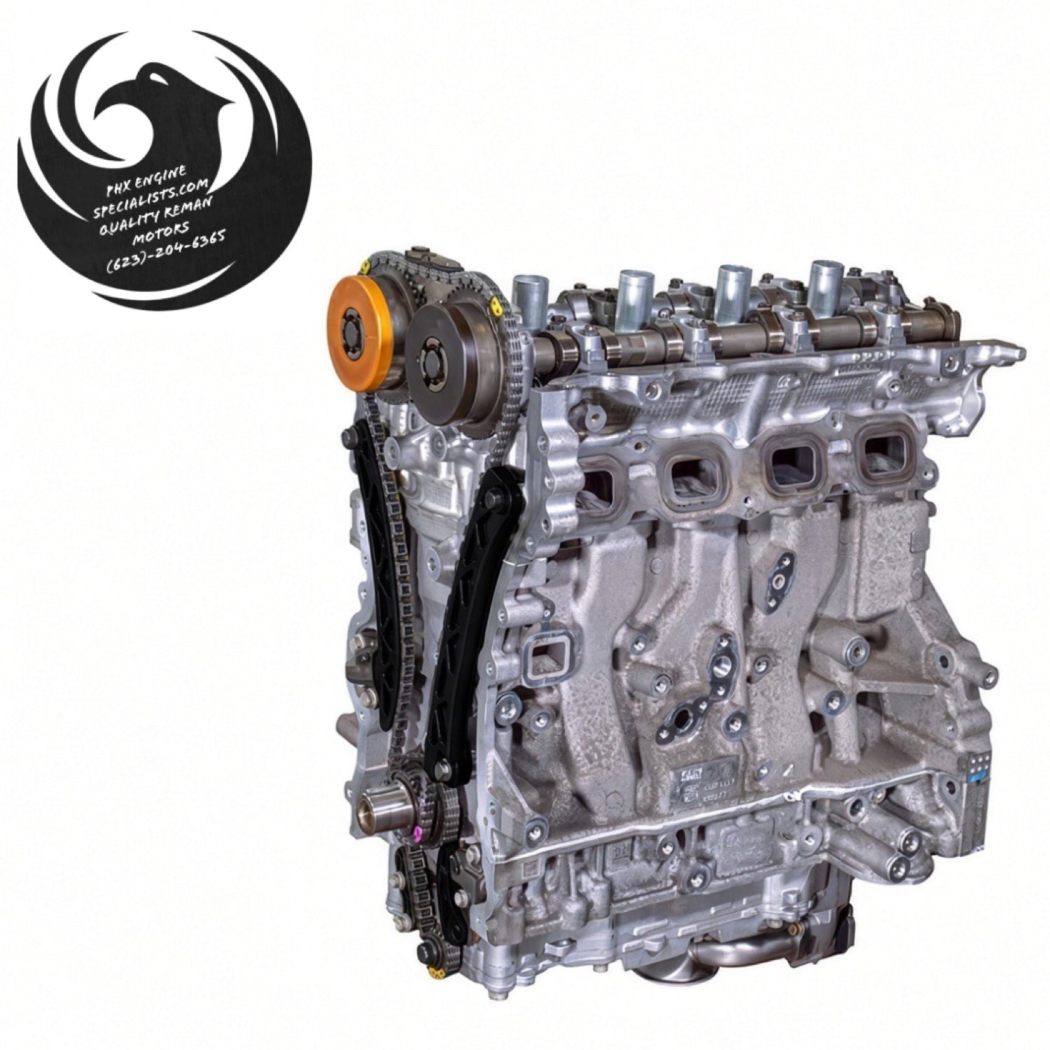 GM 2.5L LCV Ecotec remanufactured long block with timing set, side view